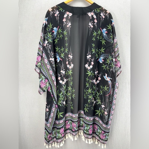 (2) Sami & Jo Plus Women’s 3X Floral Boho Kimono Dusters W/ Bell Sleeves Tassles - Picture 7 of 13